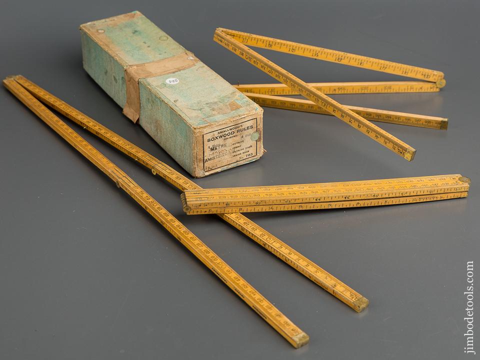Three SMALLWOOD No. 703 One Metre Four Fold Boxwood and Brass Rules MINT in Original Box - 79447