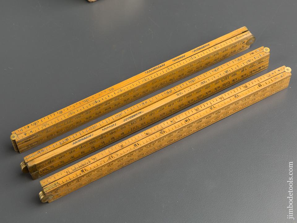 Three SMALLWOOD No. 703 One Metre Four Fold Boxwood and Brass Rules MINT in Original Box - 79447
