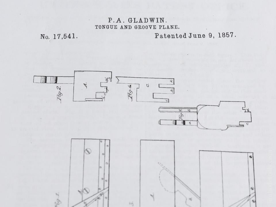 GLADWIN Patent June 9, 1857 Tongue & Groove Plane FINE - 79450