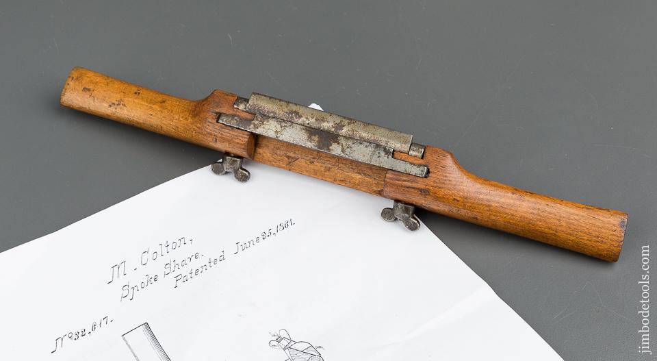 RARE! Beech  COLTON Patent June 25, 1881 Early Adjustable Mouth Spoke Shave - 79465