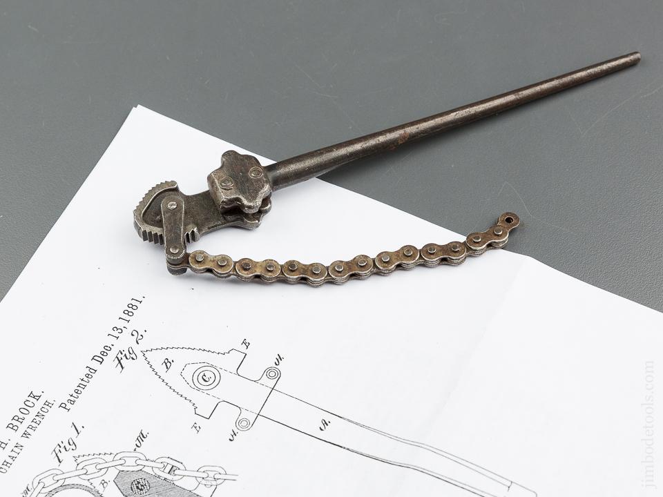 Very Rare! Seven inch BROCK Patent December 13, 1881 WILLIAMS & CO Vulcan Chain Pipe Wrench Salesman's Sample - 79469U