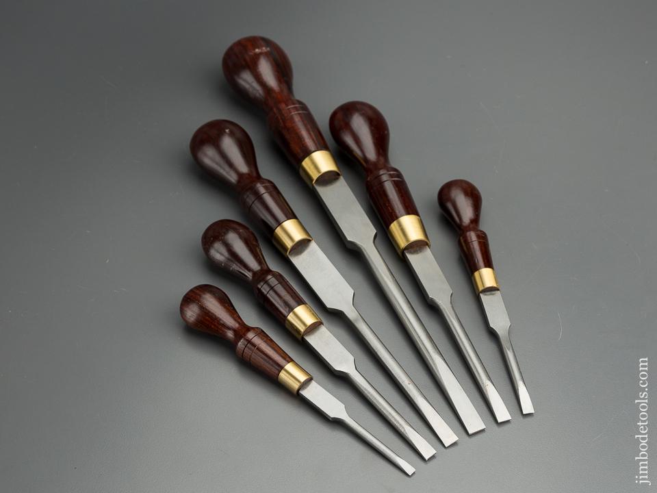 Set of Six HARRIS TOOLS Rosewood Handled Cabinet Maker's Screwdrivers MINT in Original Wooden Case - 79524U