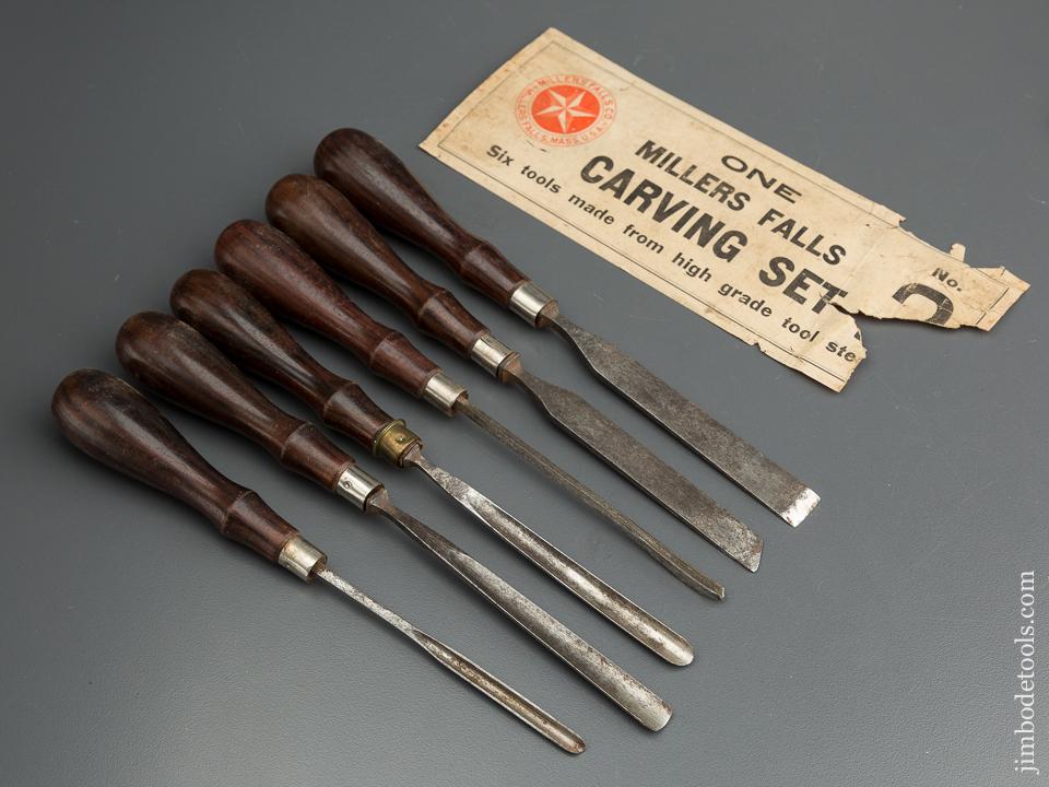 Set of Six MILLERS FALLS Rosewood Handled Carving Tools in Original Box - 79526
