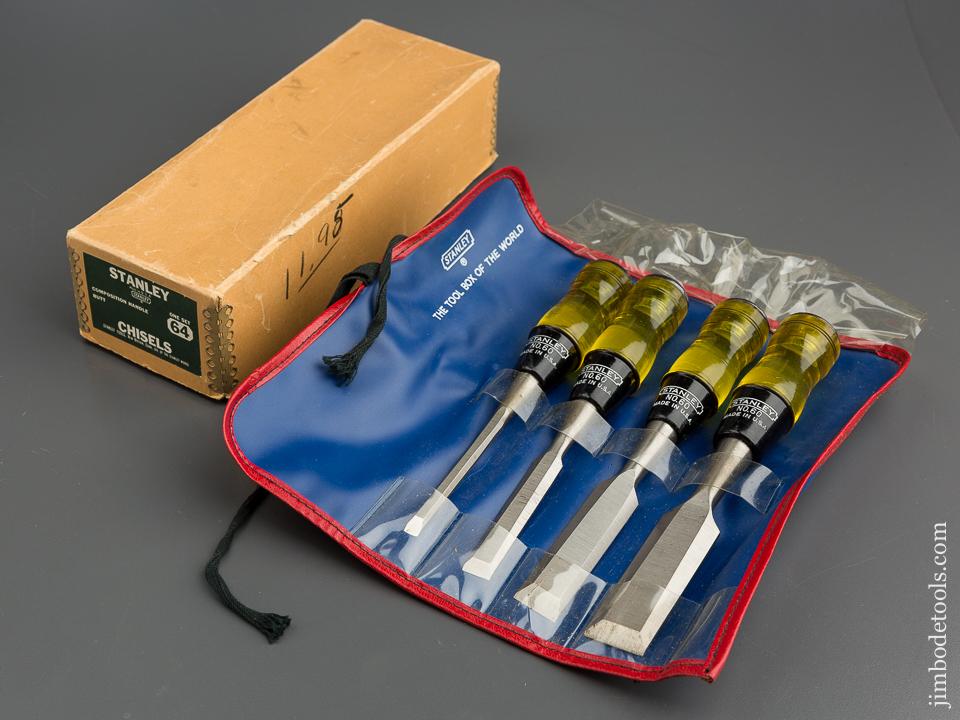STANLEY No. 64 Set of Four Butt Chisels MINT in Original Roll and Box - 79533