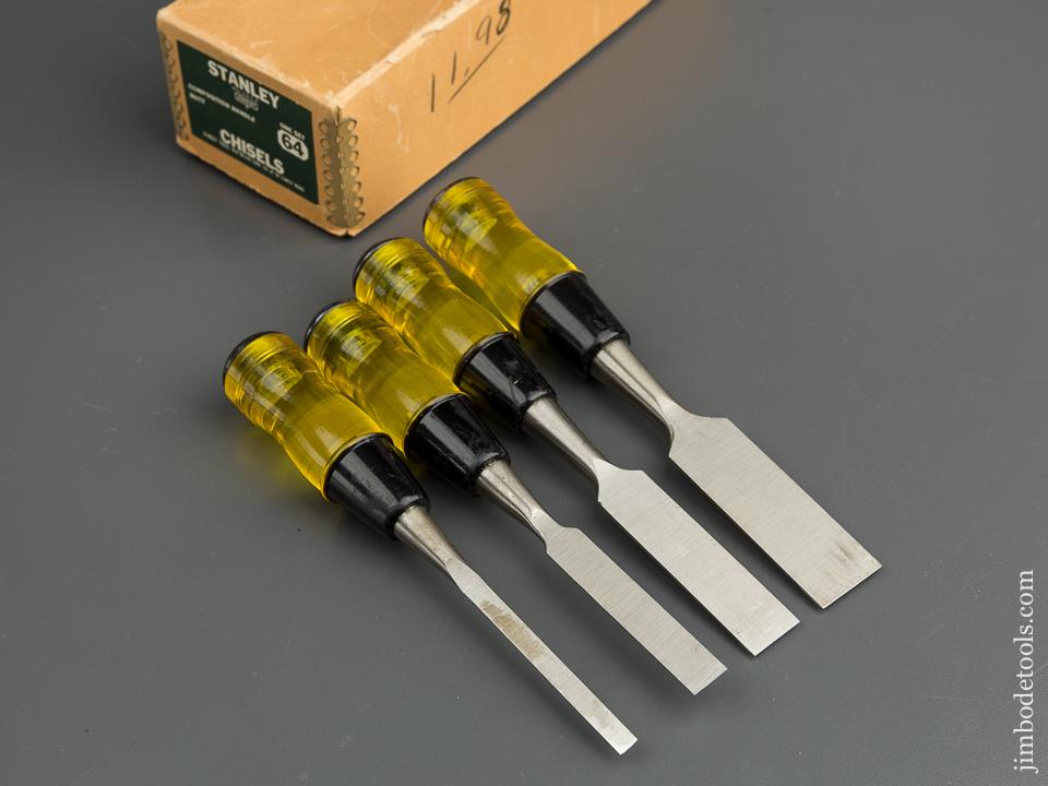 STANLEY No. 64 Set of Four Butt Chisels MINT in Original Roll and Box - 79533