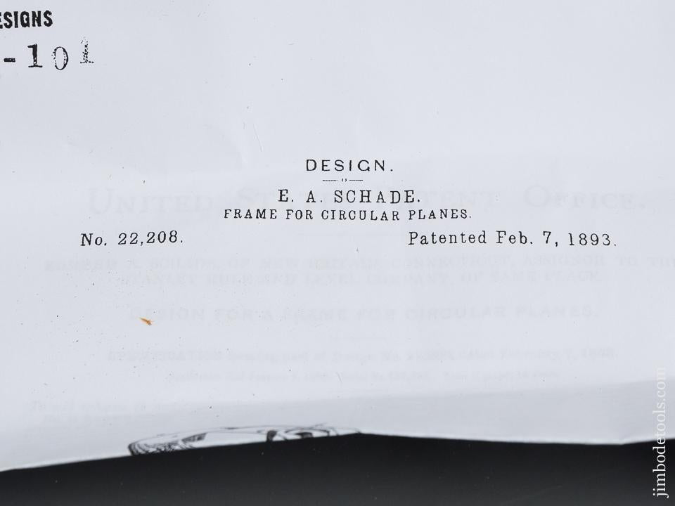 SCHADE Patent February 7, 1893 STANLEY No. 20 Circular Plane - 79540