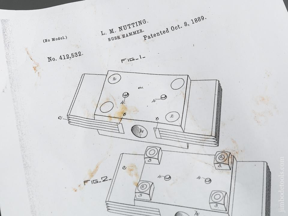 NUTTING Patent October 8, 1899 NUTTING & HAYDEN Bush Hammer for Stone Work - 79541
