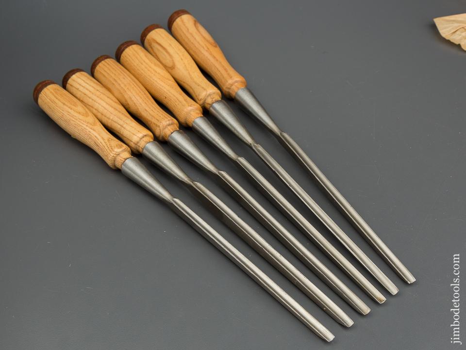 Six 1/4 inch JAMES SWAN No. 1230 Socket Firmer Gouges MINTY in Original Box - 79543