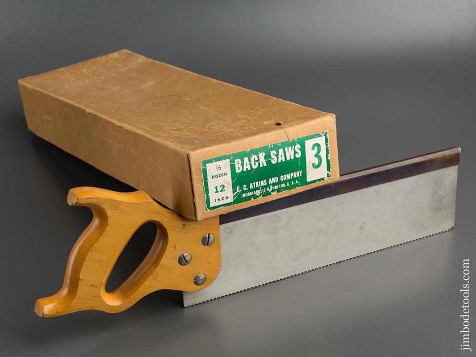 Twelve inch ATKINS No. 3 Tenon Saw MINT in Original Box - 79545