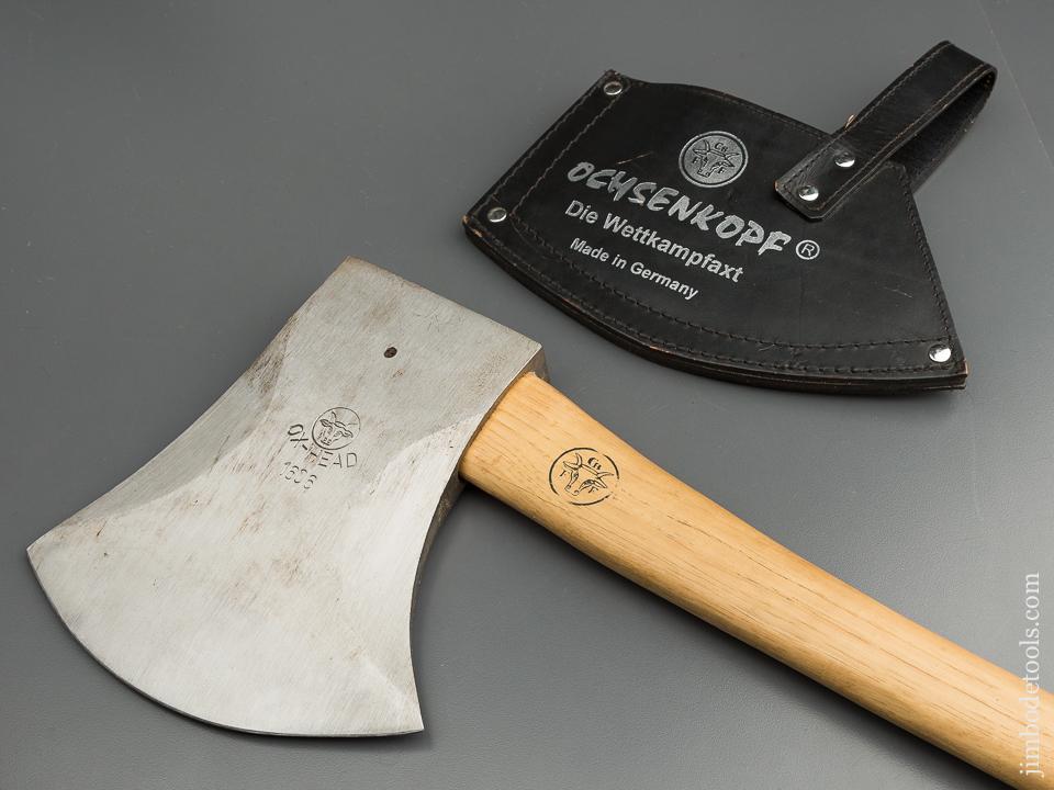 NEAR MINT! Never Sharpened Ox HEAD Seven pound Racing Axe with Leather Sheath - 79586U