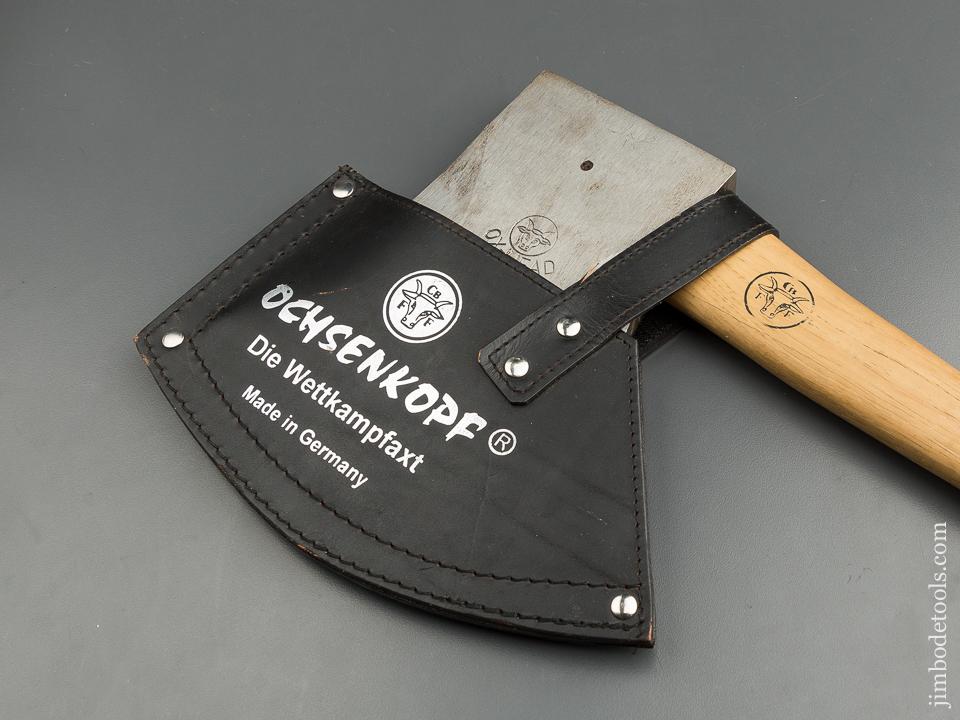 NEAR MINT! Never Sharpened Ox HEAD Seven pound Racing Axe with Leather Sheath - 79586U