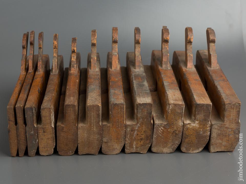 User Set of  Eleven Hollows & Rounds Molding Planes ALL by SHIVERICK & MALCOLM circa 1853-64 Brooklyn, NY = 79604