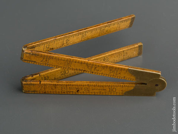 Rare! STANLEY No. 73 1/4E Boxwood and Brass Two Foot Four Fold Carpenter's Rule GOOD - 79614