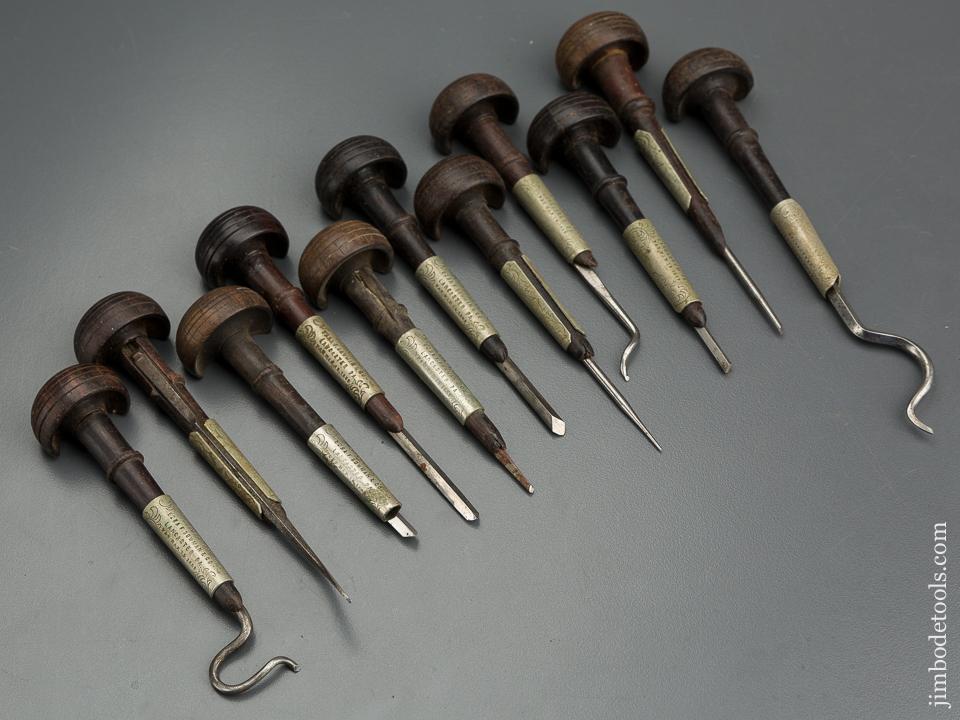 Lovely Set of Eleven EZRA BOWMAN Rosewood Gravers Dated, Engraved, and Signed! - 79662
