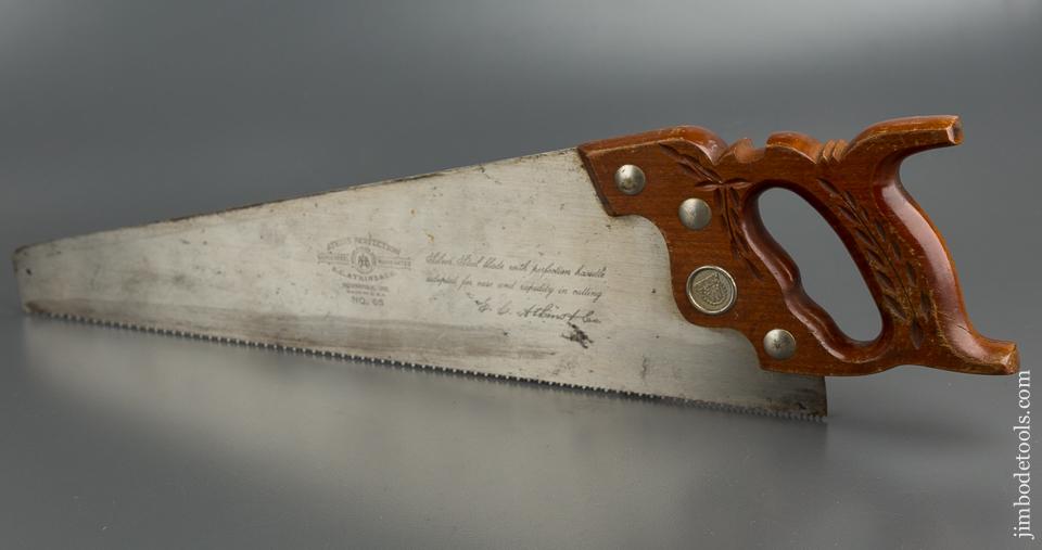NEAR MINT Tiny 11 point 16 inch Crosscut ATKINS PERFECTION No. 65 Hand Saw - 79683