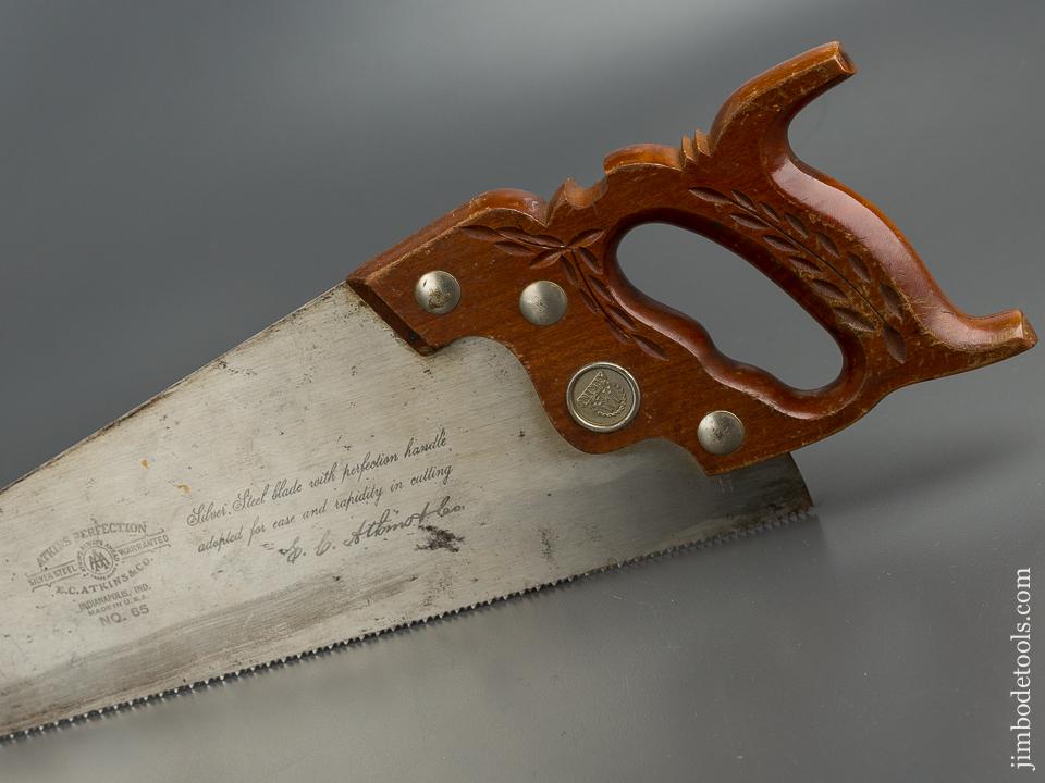 NEAR MINT Tiny 11 point 16 inch Crosscut ATKINS PERFECTION No. 65 Hand Saw - 79683