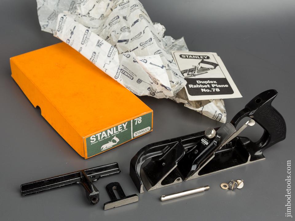 STANLEY No. 78 Duplex, Rabbet, and Filletster Plane MINT in Original Box - 79699