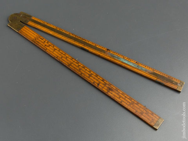 Rare! A. STANLEY No. 26 Two foot Two fold Boxwood and Brass Rule Type One - 79728U