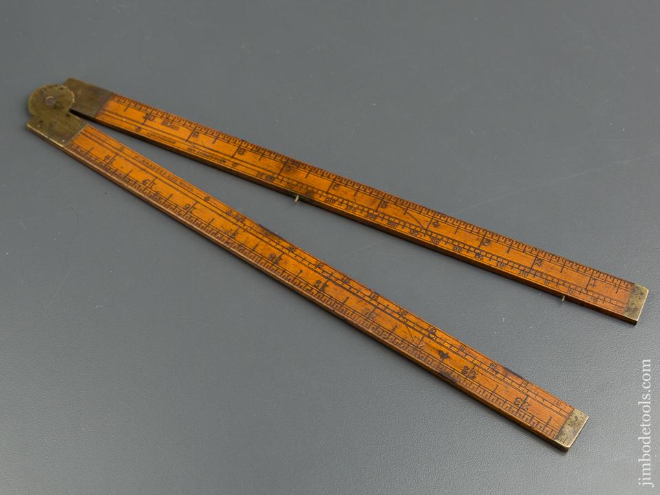Rare! A. STANLEY No. 26 Two foot Two fold Boxwood and Brass Rule Type One - 79728U