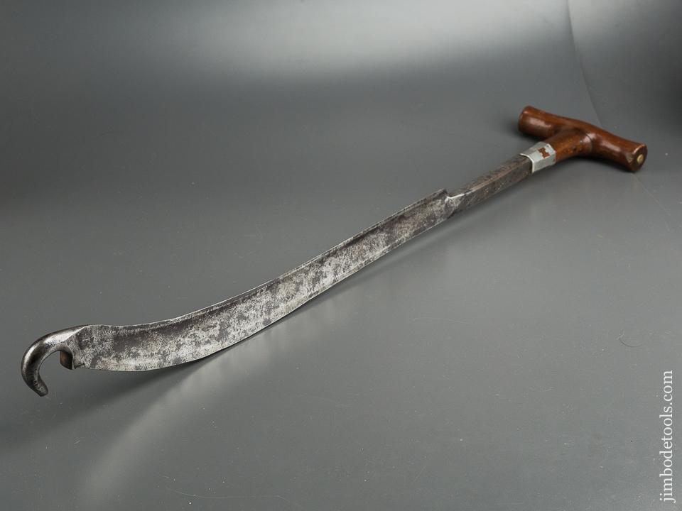 Stunning French Clog Maker's Hook Knife with Pewter Inlay FINE - 79972U