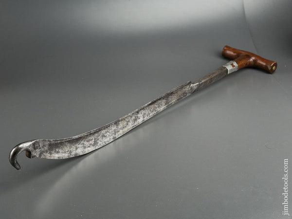 Stunning French Clog Maker's Hook Knife with Pewter Inlay FINE - 79972U