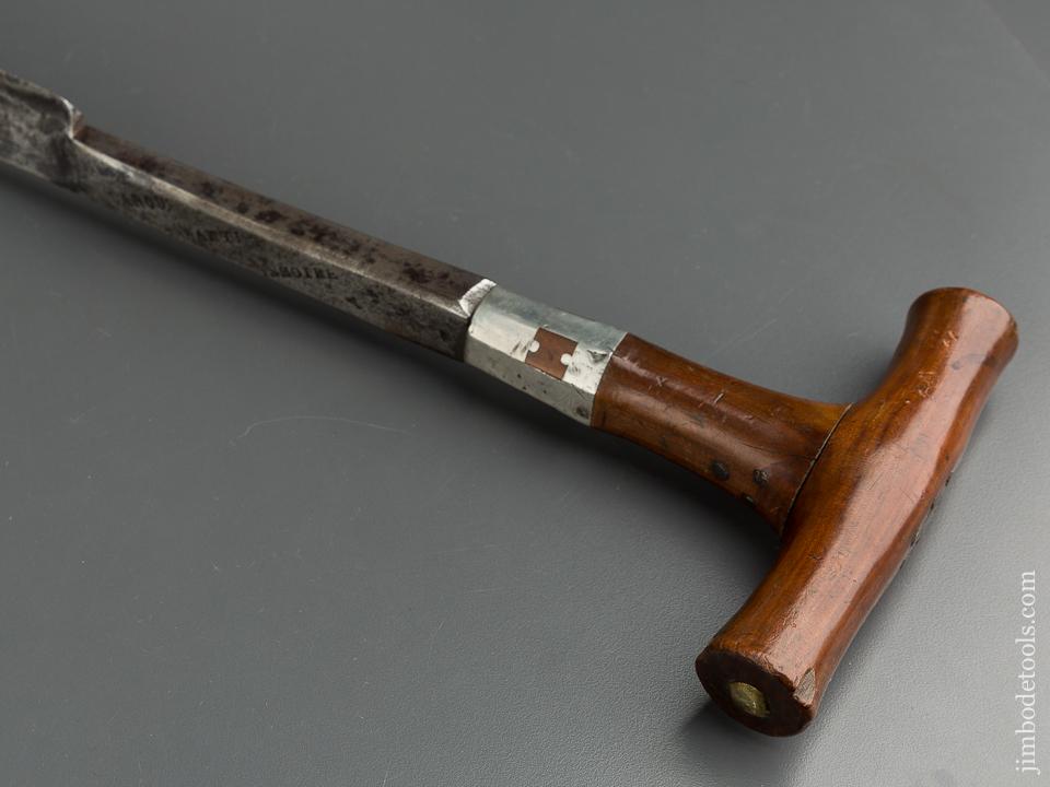 Stunning French Clog Maker's Hook Knife with Pewter Inlay