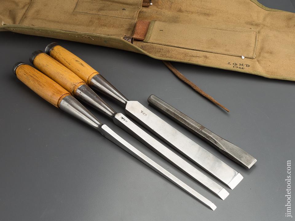 NEAR MINT Light Framing WITHERBY WINSTED EDGE TOOL Chisel Set in Canvas Roll NEW OLD STOCK - 80000
