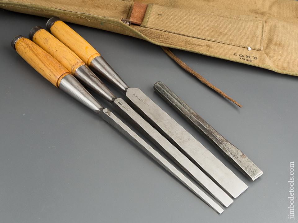 NEAR MINT Light Framing WITHERBY WINSTED EDGE TOOL Chisel Set in Canvas Roll NEW OLD STOCK - 80000
