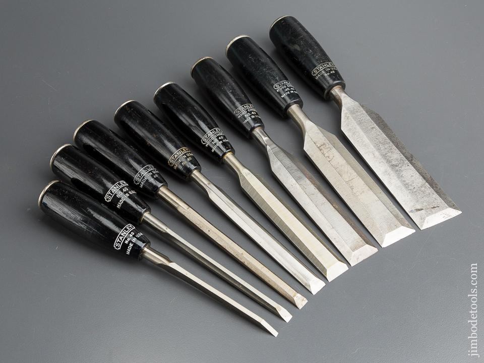 NEAR MINT Set of Eight STANLEY No. 40 Composition Handled EVERLASTING Pocket Chisels - 80031