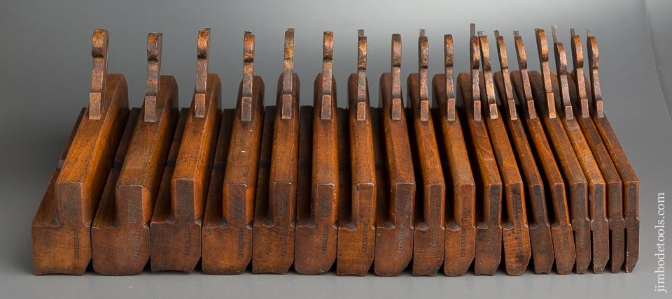 Complete Set of  18 Hollows & Rounds MATCHED PAIRS Moulding Planes EVENS by Two Makers TAYLOR & SON and HAYES - 80059
