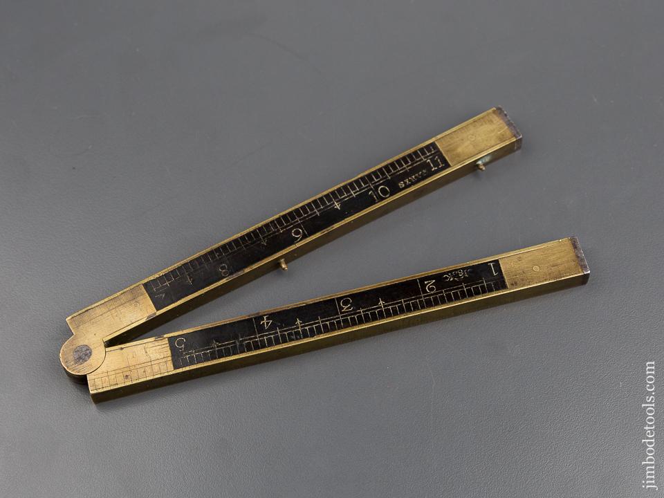 RARE 12 inch Full Brass Bound Ebony PARIS Folding Rule with Steel Tips - 80097U