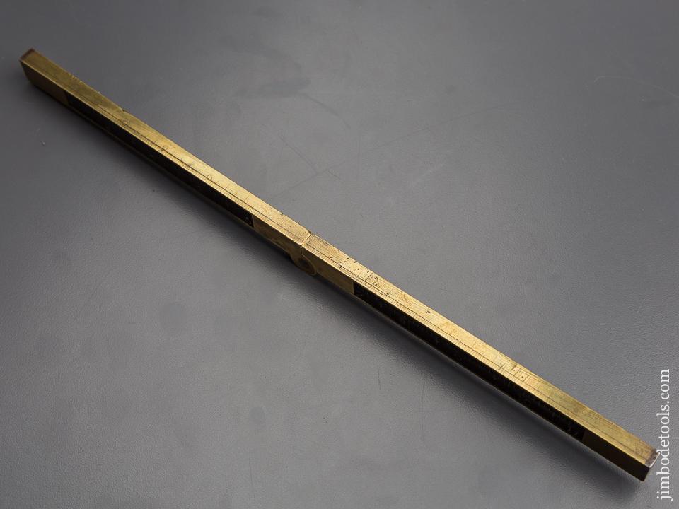 RARE 12 inch Full Brass Bound Ebony PARIS Folding Rule with Steel Tips - 80097U