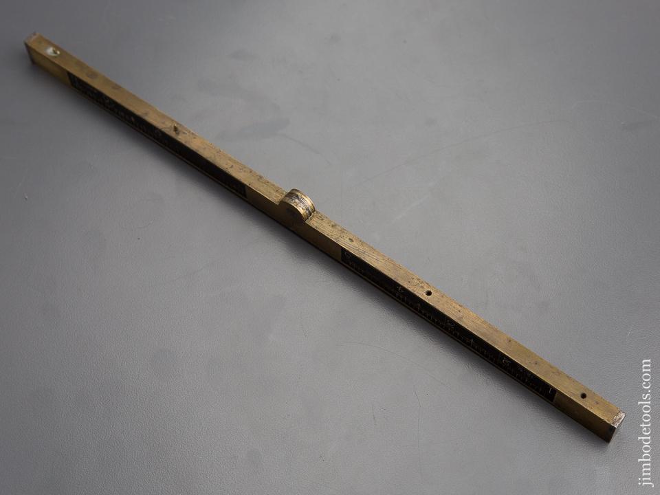 RARE 12 inch Full Brass Bound Ebony PARIS Folding Rule with Steel Tips - 80097U
