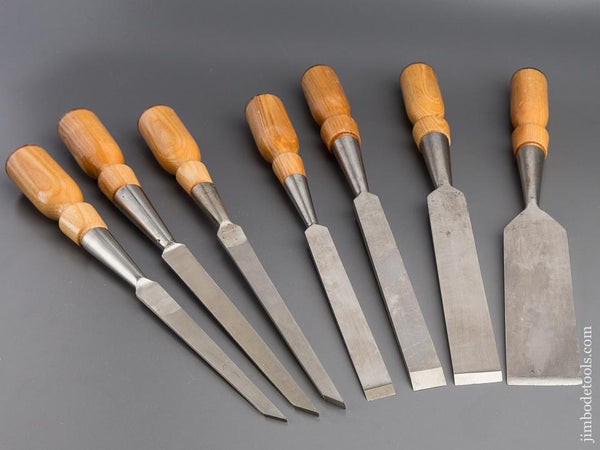 UNUSED Set of Seven JAMES SWAN Socket Firmer Chisels NEW OLD STOCK - 80100