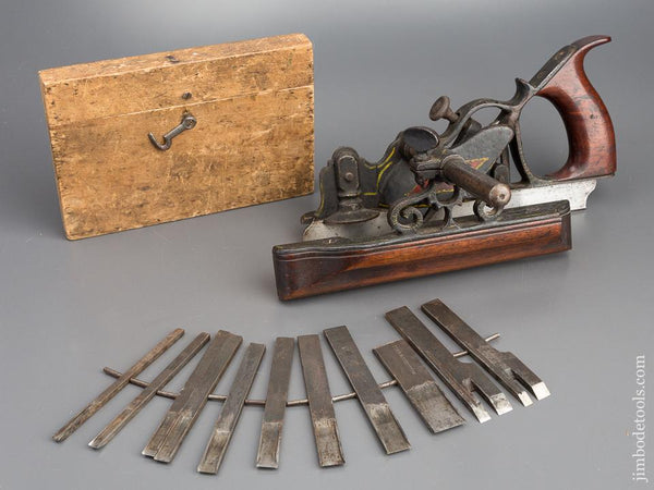 MAYO Patent PHILLIPS Plow Plane COMPLETE with 12 Irons FINE - 80101