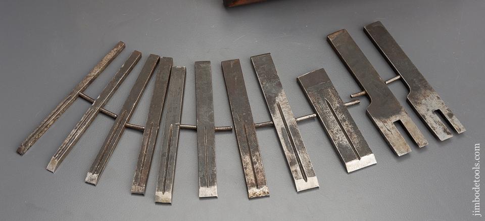 MAYO Patent PHILLIPS Plow Plane COMPLETE with 12 Irons FINE - 80101