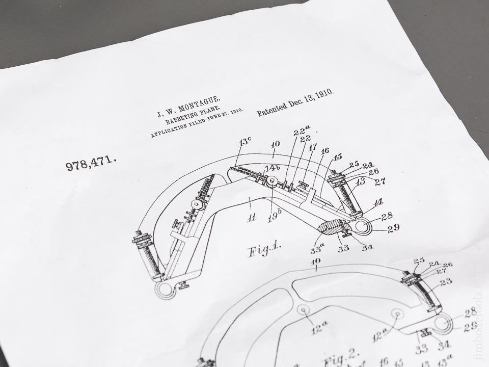 Extra Fine! STANLEY No. 196 Curved Rabbet Plane MONTAGUE Patent December 18, 1910 SWEETHEART - 80116
