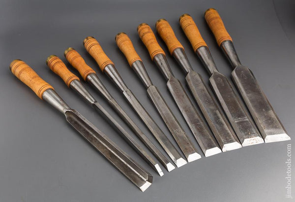 Amazing! Set of Nine KEEN KUTTER Heavy Framing Chisels - 80136