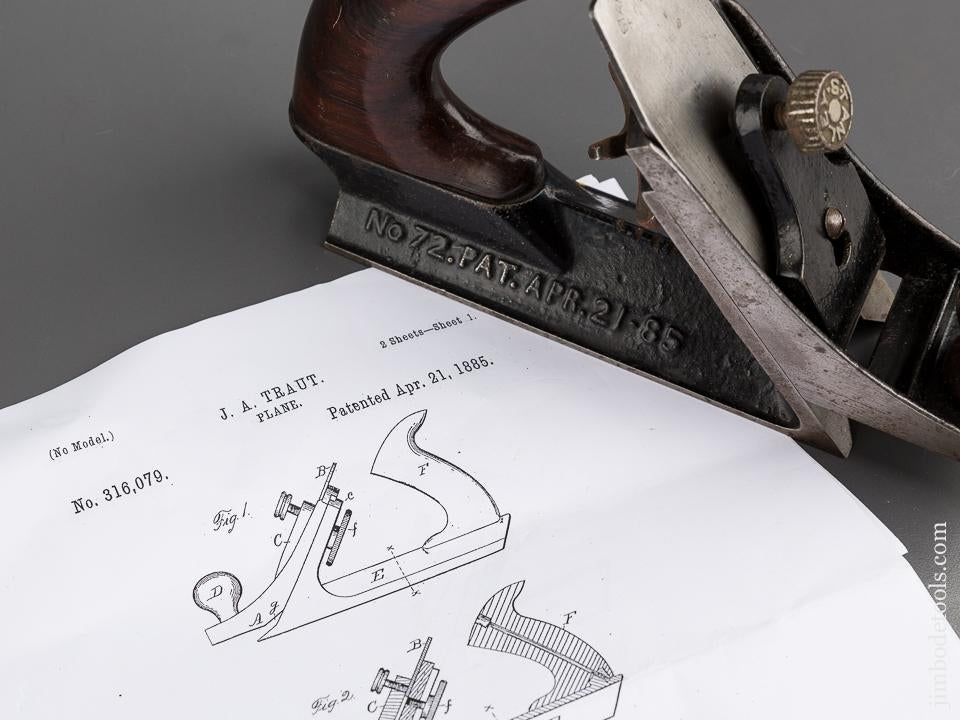 TRAUT's Patent April 21, 1885 STANLEY No. 72 Chamfer Plane Type 2 circa 1886-1904 - 80159