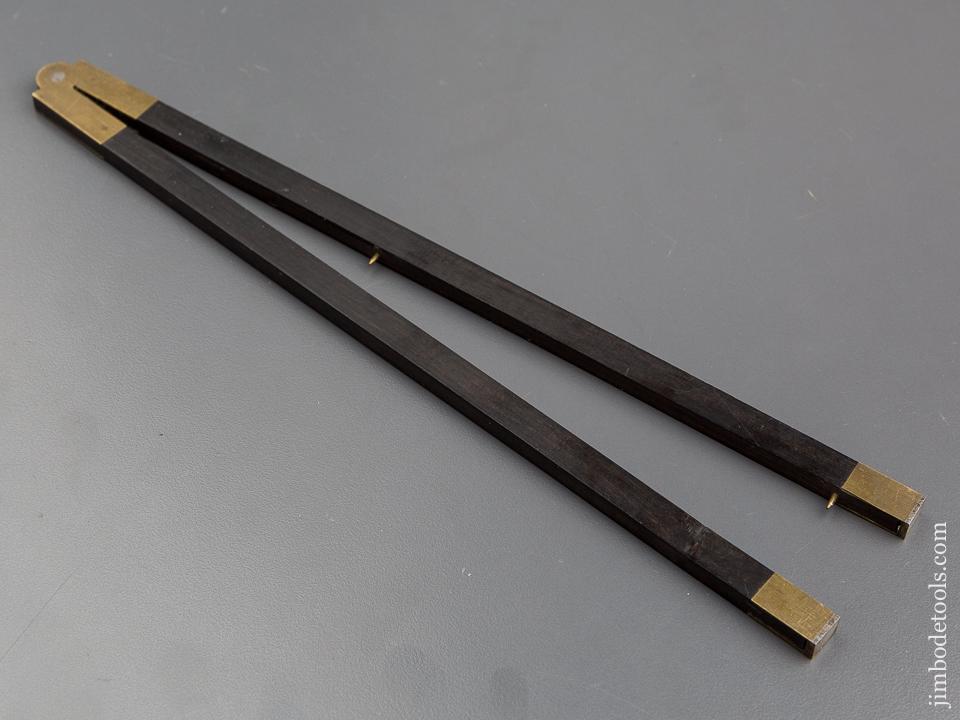 19 5/8 inch Ebony Two Fold Rule with Steel Tips NEAR MINT - 80179U