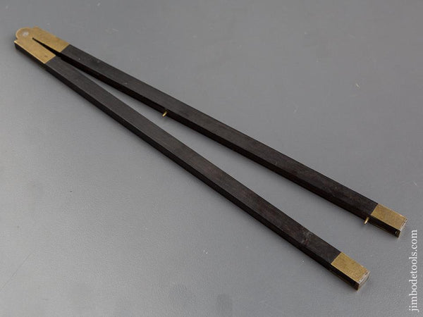 19 5/8 inch Ebony Two Fold Rule with Steel Tips NEAR MINT - 80179U