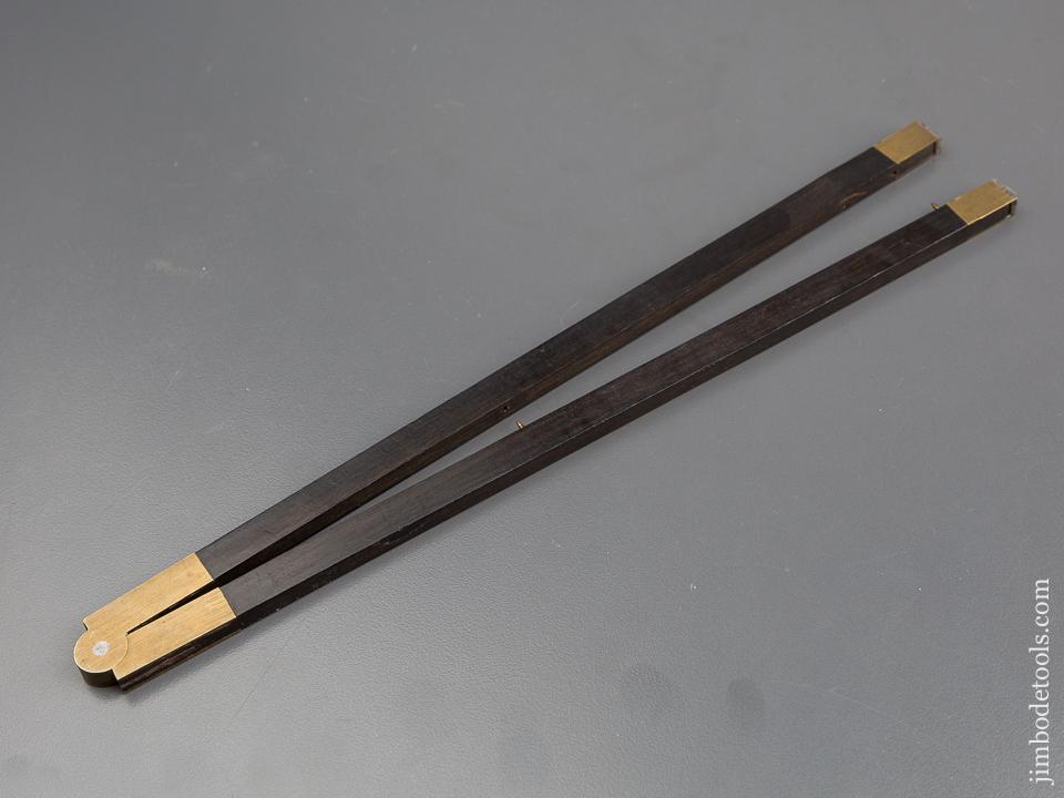19 5/8 inch Ebony Two Fold Rule with Steel Tips NEAR MINT - 80179U