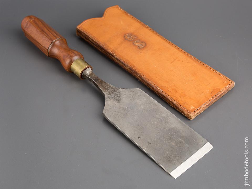 NEW OLD STOCK 3 x 15 inch! JAMES SWAN Tang Firmer Chisel with Hand-Tooled Leather Sheath UNUSED - 80195