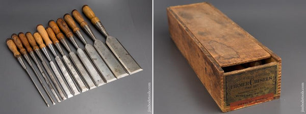 Complete Set of Twelve WITHERBY Bevel Edge Socket Chisel in Original Box - 80199