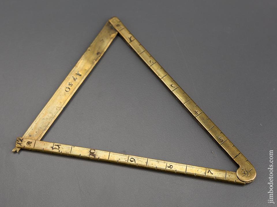 Unusual Dated 1750 Brass Folding Rule/Square - EXCELSIOR 80231