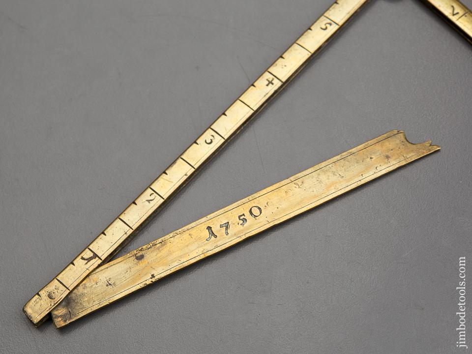 Unusual Dated 1750 Brass Folding Rule/Square - EXCELSIOR 80231