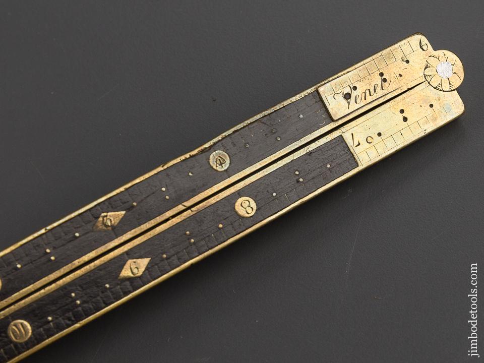 Early 18th Century French Ebony Twelve inch Rule Full Bound in Brass by VENET - 80261U