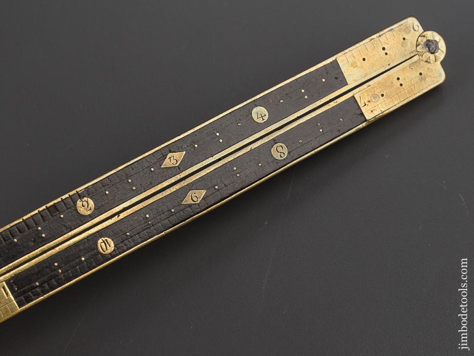 Early 18th Century French Ebony Twelve inch Rule Full Bound in Brass by VENET - 80261U