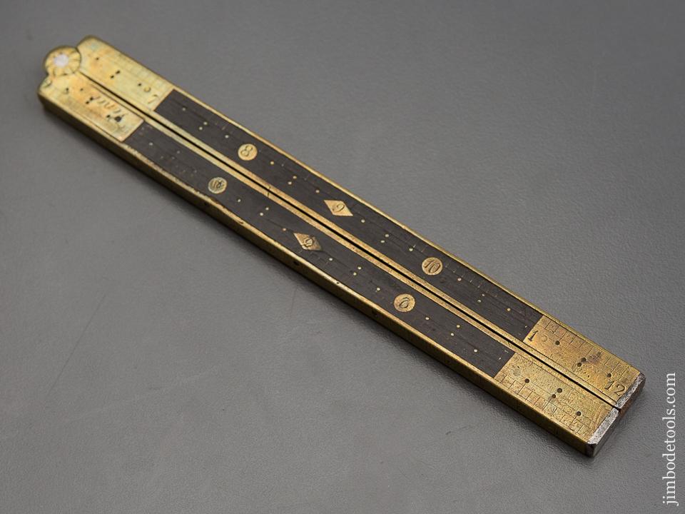 Early 18th Century French Ebony Twelve inch Rule Full Bound in Brass by VENET - 80261U