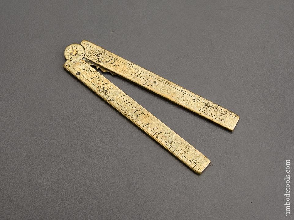 RARE Three inch C. LANGLOIS PARIS Brass Sector Rule - 80263U